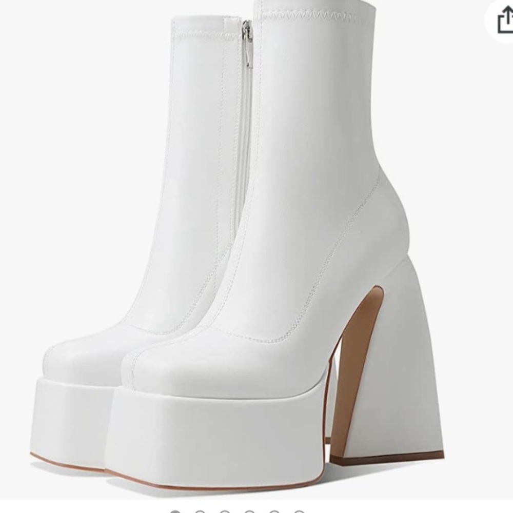 White platform heel boots